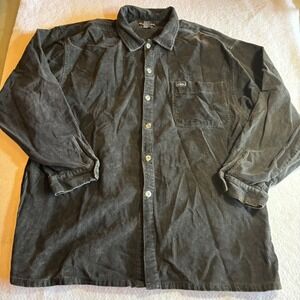 Vintage Quiksilver Salt Water Denim Mens Corduroy Button Up Shirt XL Gray Y2K